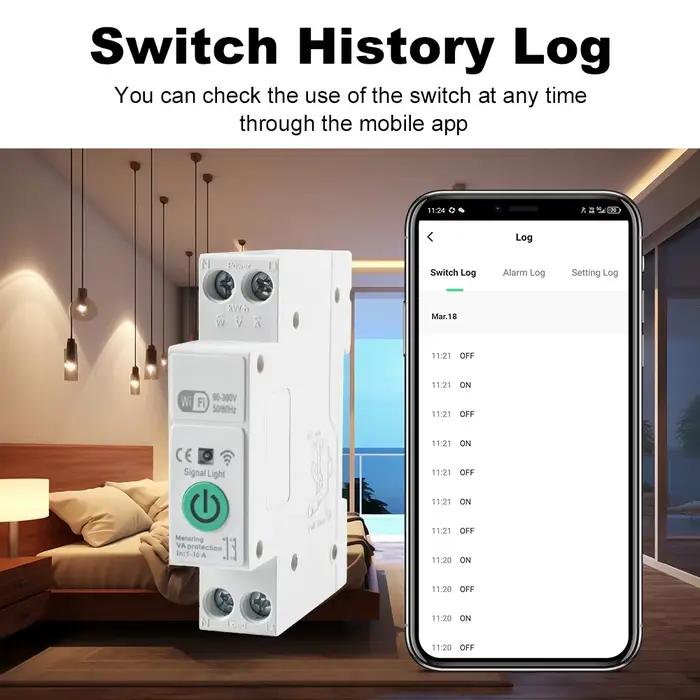 Disjoncteur intelligent WiFi 1P+N 16A avec mesure de puissance