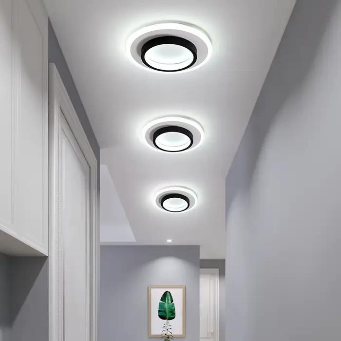 LED allée plafonniers trois couleurs lampe moderne LED plafond lustre balcon entrée escalier décor à la maison