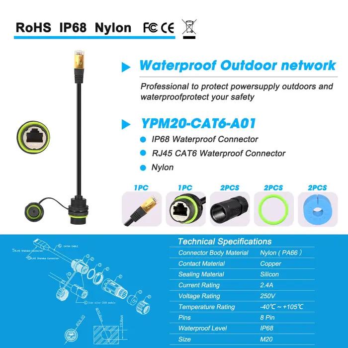 Connecteur étanche RJ45 8p8c mâle à 600