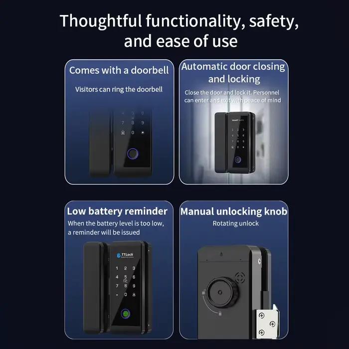 Ttlock APP serrure de porte en verre en bois Bluetooth déverrouillage à distance empreinte digitale App carte mot de