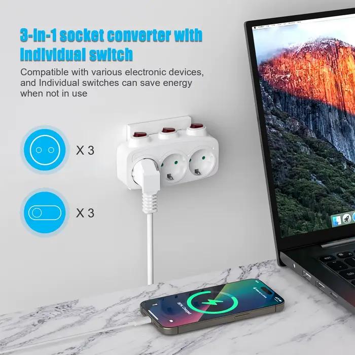 Multiprise multi-contactue avec interrupteur marche/arrêt