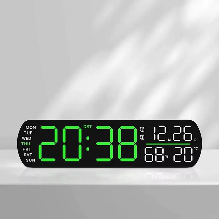 Réveil numérique température humidité Date 2 alarmes compte à rebours DST Snooze horloge de Table Auto Dimmable 12/24H