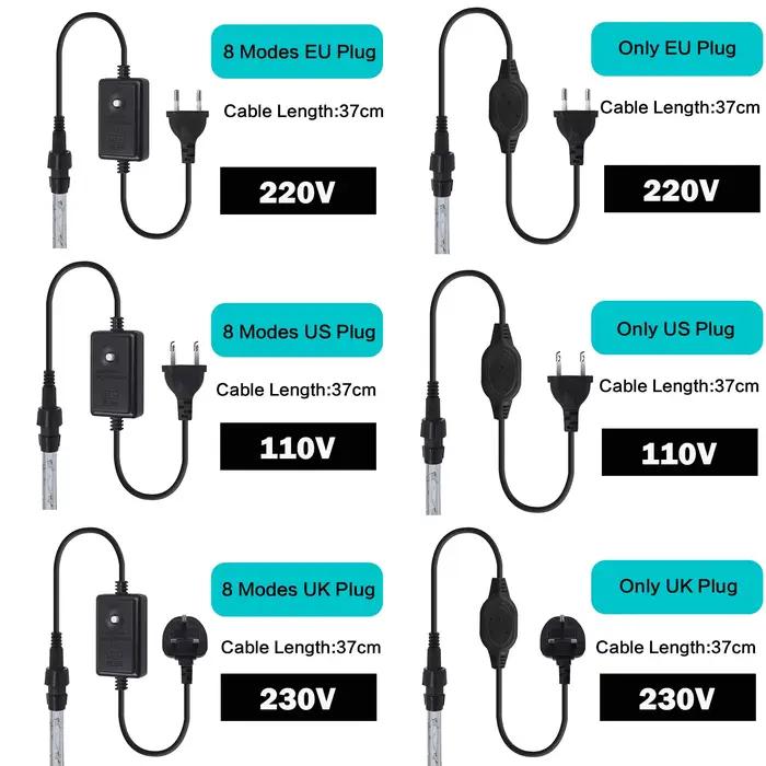 Prise d'alimentation 220V 230V 110V 8 Modes Prise EU Couleur Noir Blanc Bleu Or Pour Panneaux de Néon Ronds Occasions Spéciales