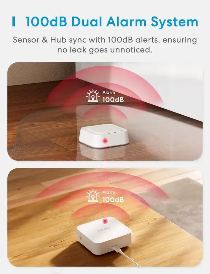 Meross Homekit capteur de fuite d'eau intelligent avec système d'alarme contrôle par application détecteur