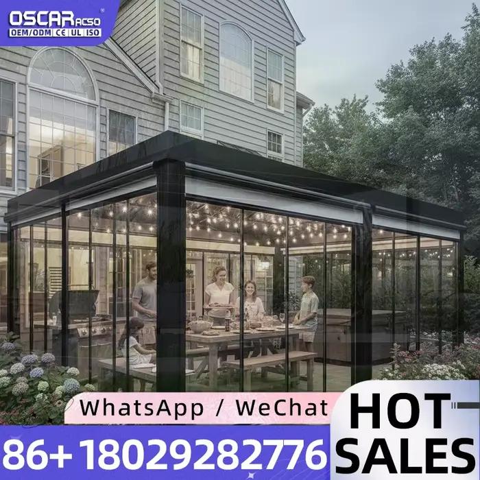 Pergola de terrasse motorisée rétractable à lames orientables