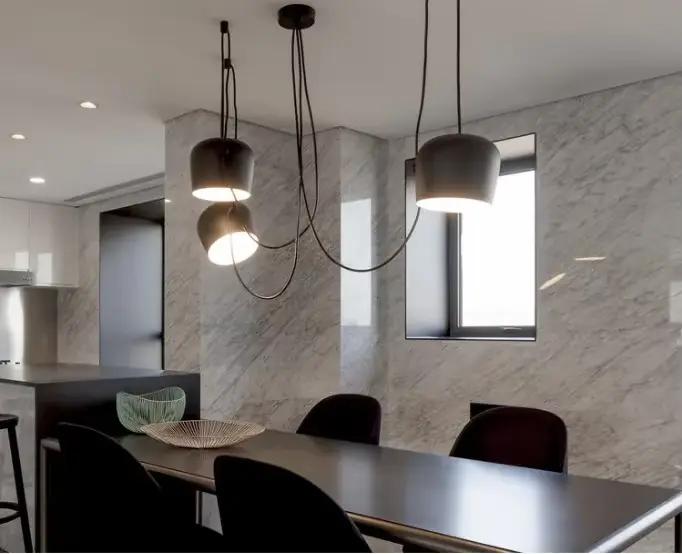 Éclairage pour salon moderne Simple tambour en aluminium industriel vent magasin de vêtements café ciel filles lustre dispersé