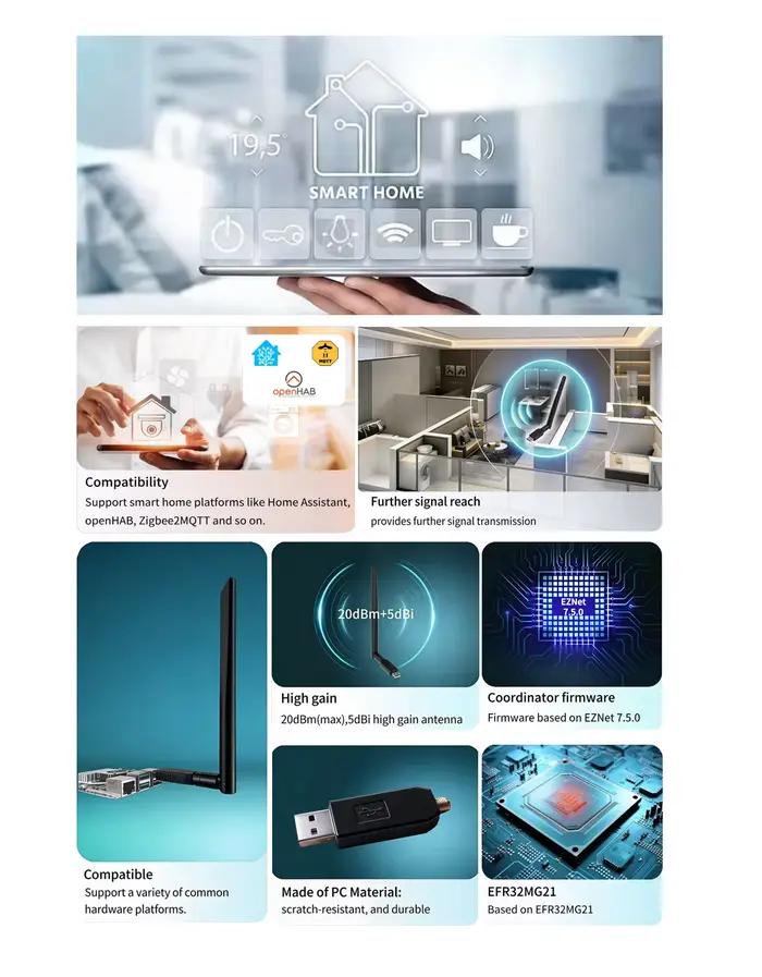 Home Assistant Connect ZBT-1 Dongle Zigbee 3.0 compatible avec Zigbee