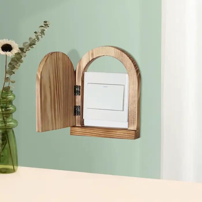 Cache-interrupteur mural multifonctionnel anti-toucher en bois
