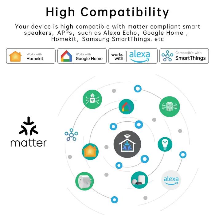 Prise intelligente Wi-Fi Matter EU avec fonction de surveillance de la consommation d'énergie