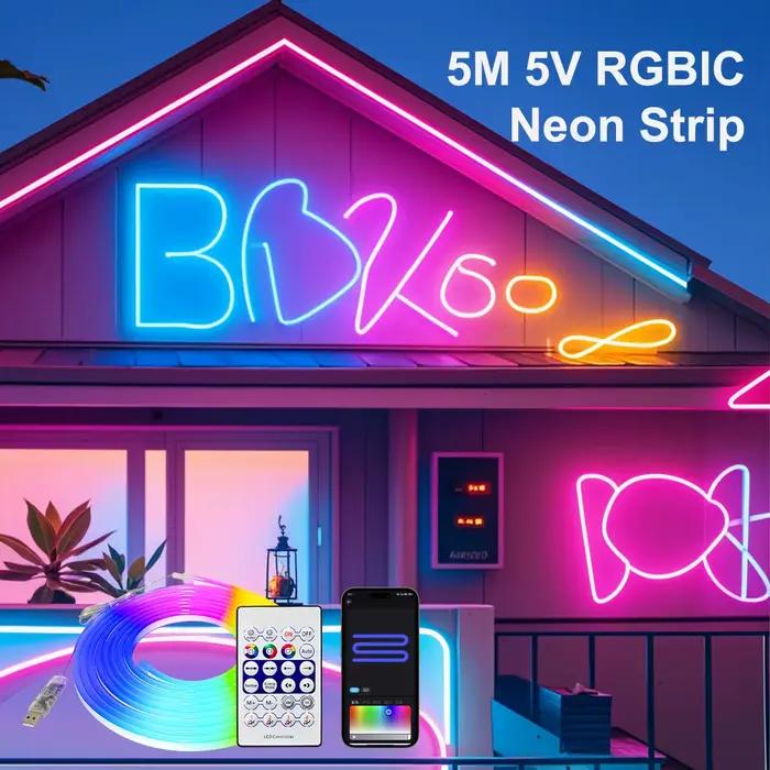 Bande lumineuse LED néon RGBIC intelligente