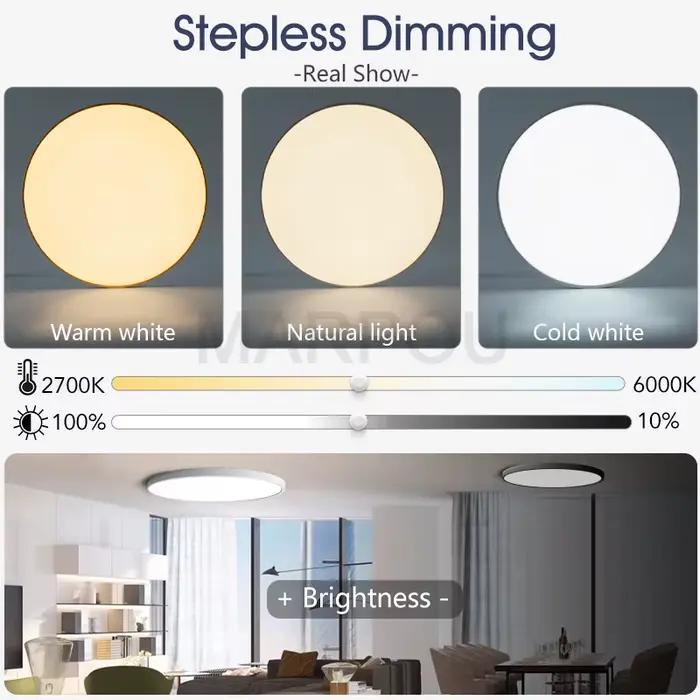 MARPOU plafonnier intelligent lampe à LED pour chambre grandes plafonniers lumières LED avec télécommande