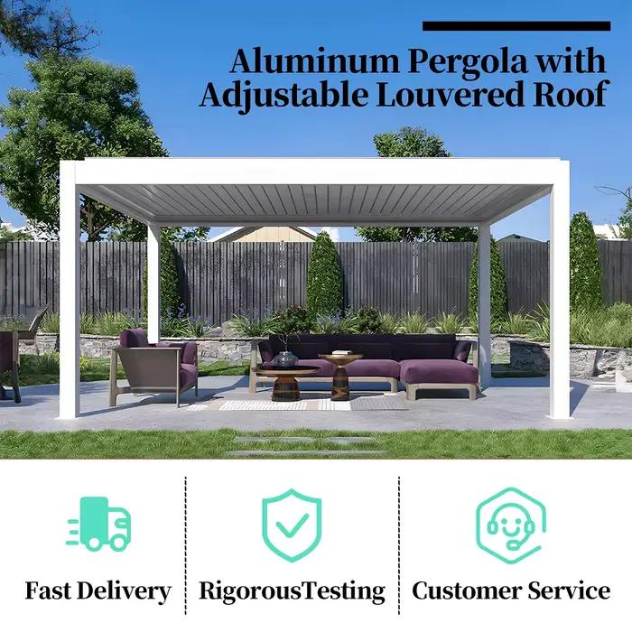 Pergola de terrasse motorisée rétractable à lames orientables