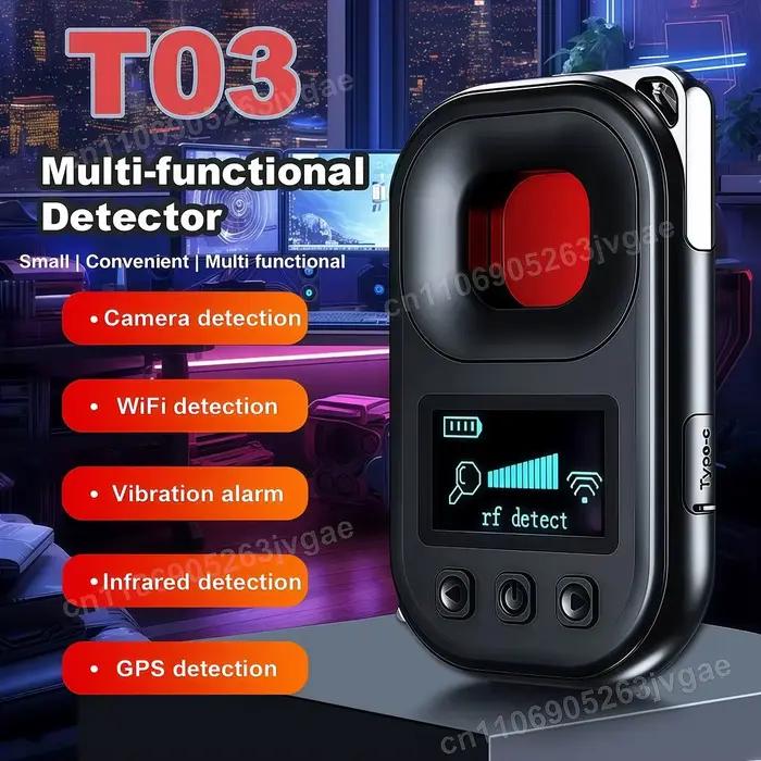 Détecteur T03 multifonction anti-espionnage : localisateur RF pour caméras espionnes audio