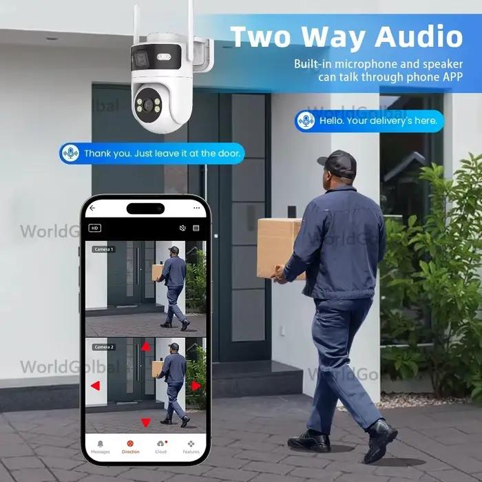 Tuya 5K 10MP WIFI caméra extérieure PTZ double objectif 8MP AI mouvement suivi automatique CCTV sécurité intelligente