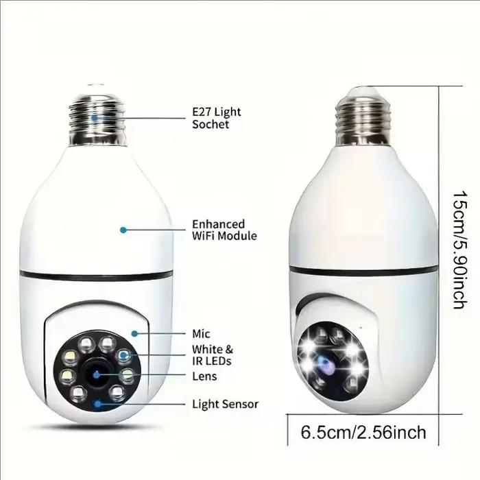 Caméra de surveillance extérieure E27 avec vision nocturne automatique couleur