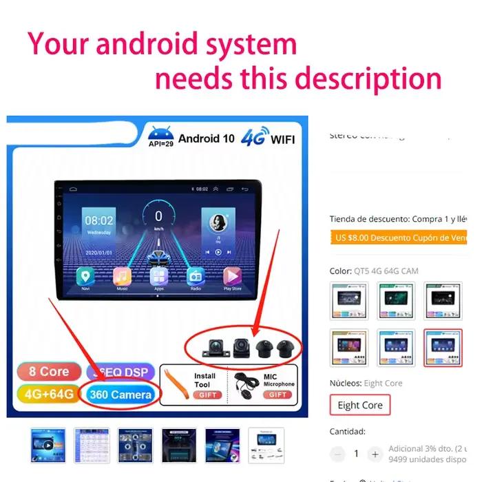 Caméra 360 AHD 1080 720P pour système multimédia Android avec fonction d'image 360 intégrée
