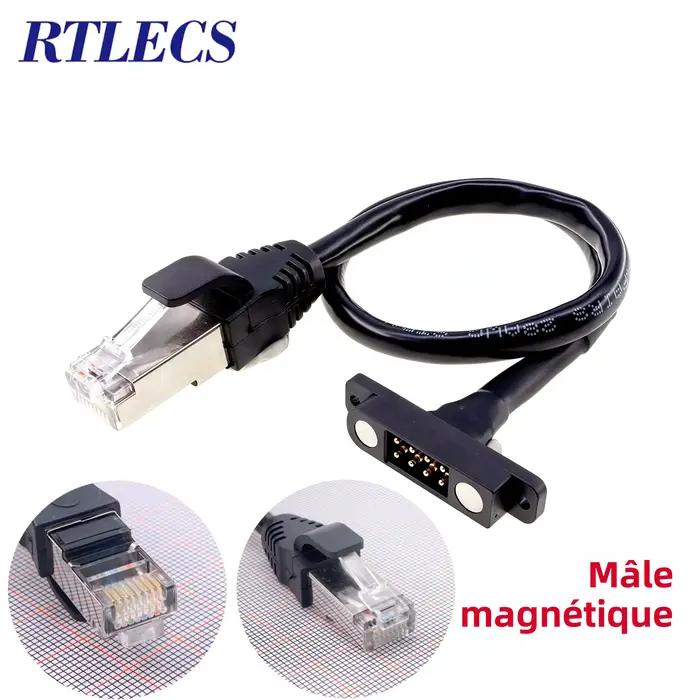 Connecteur magnétique RJ45 Cat5 blindé 8P à double rangée de broches Pogo