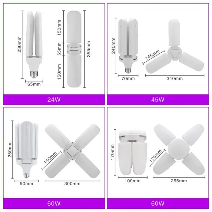 Ampoule LED pour ventilateur pliant 24W 45W 60W E27