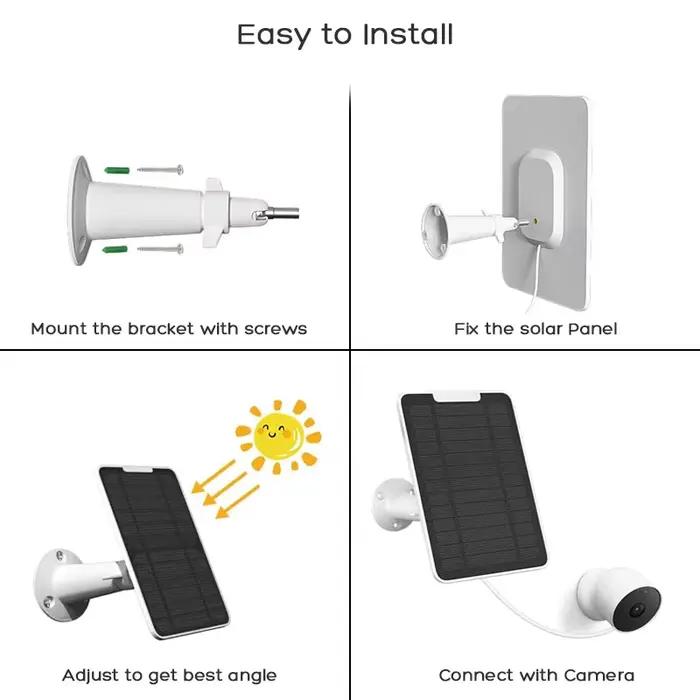 Panneau solaire étanche amélioré pour caméra de sécurité Eufycam 3/3C/2/2 Pro/2C/2C Pro/E/E20/E40/L20/L40 Zumimall