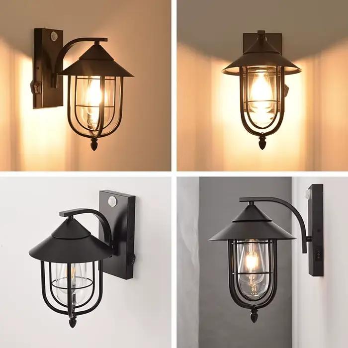 Lampe murale extérieure à détecteur de mouvement LED étanche avec bouton à bascule