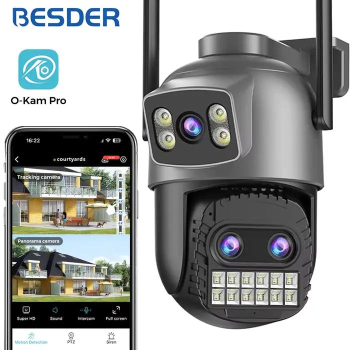 BESDER 15MP Wifi caméra PTZ extérieur double écran 10X Zoom numérique détection humaine 10MP sécurité IP