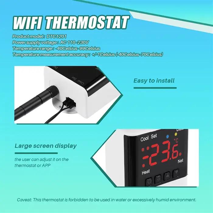 Thermostat DTC1201 Contrôleur de Température Intelligente Wi-Fi pour Maison Intelligente Améliorez Votre Confort Thermique Occasions Spéciales Offrir