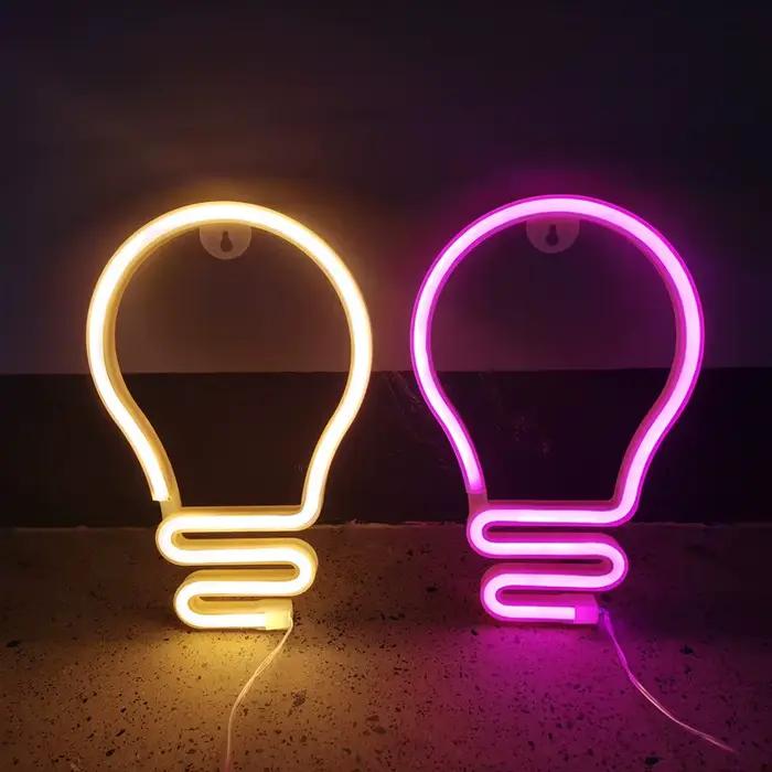 Ampoule LED enseigne au néon USB/alimentée par batterie lumière LED pour chambre décoration cadeau veilleuse