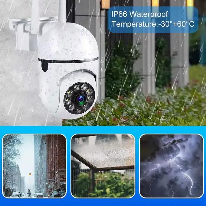 Caméra dôme WiFi 360 degrés intérieure/extérieure résistante aux intempéries avec détection de mouvement pour sécurité et tranquillité d'esprit