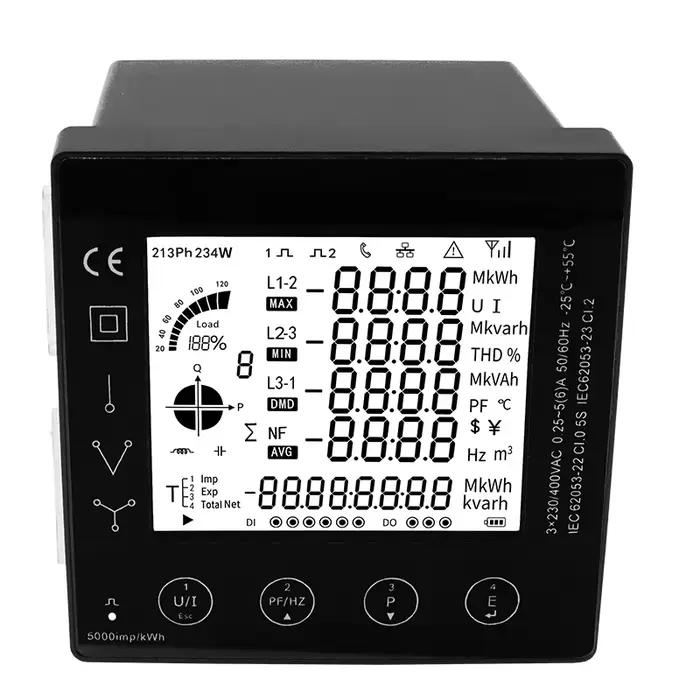 Compteur d'énergie triphasé intelligent KWh avec affichage LCD et communication RS485 Modbus pour la surveillance et l'analyse de la consommation d'énergie en trois phases à offrir pour la durabilité et l'économie d'énergie