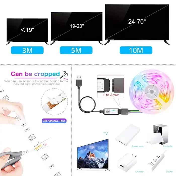 BANDE LED RGB 1-30M/100FT 5050 CONTRÔLE WIFI SYCHRONISATION MUSICALE INTÉRIEUR SOIREE ANNEE FETE ANNUAIRE OCCASIONNAL