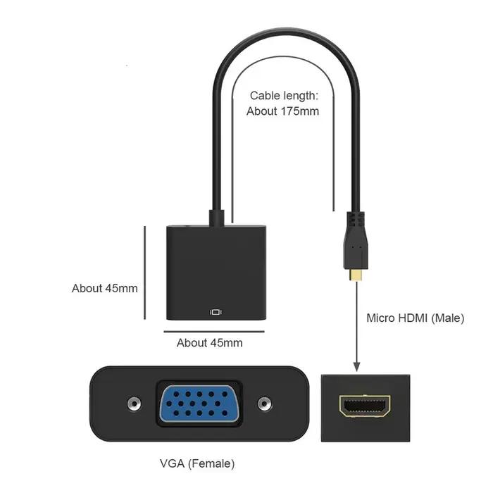 Connecteur d'entrée Micro HDMI vers sortie VGA