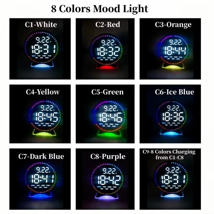 LED réveil numérique semaine Date seconde main affichage luminosité réglable 2 alarmes Table lumière ambiante 12/24H horloge électronique