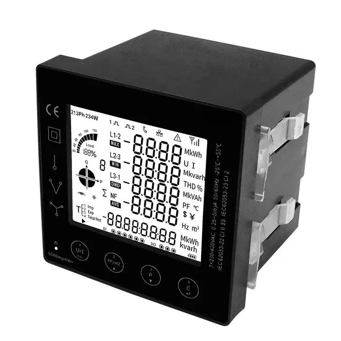 Compteur d'énergie triphasé intelligent KWh avec affichage LCD et communication RS485 Modbus pour la surveillance et l'analyse de la consommation d'énergie en trois phases à offrir pour la durabilité et l'économie d'énergie