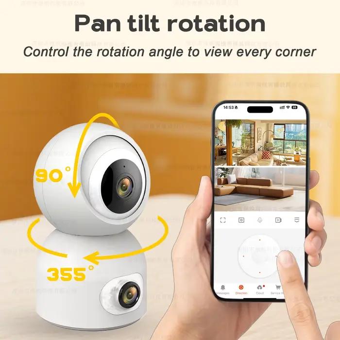 Caméra de sécurité IP PTZ intérieure Tuya 4K 8MP à double objectif 5G WiFi