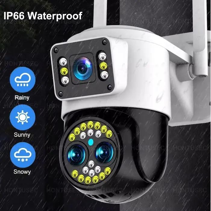 Yoosee 4K 8MP trois objectifs double écrans 10X Zoom optique couleur Vision nocturne suivi automatique caméras de Surveillance Audio bidirectionnelle