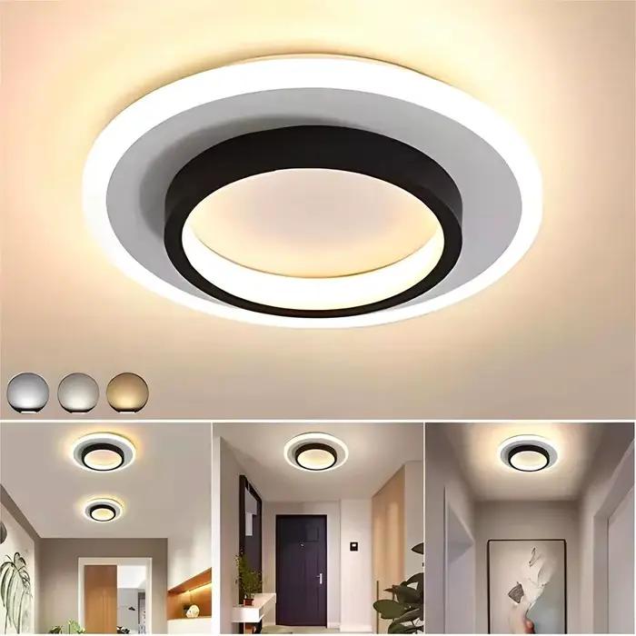LED allée plafonniers trois couleurs lampe moderne LED plafond lustre balcon entrée escalier décor à la maison