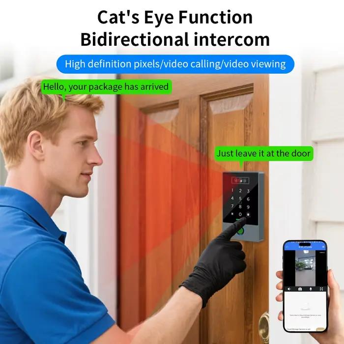 K3D TTLOCK WiFi vidéo sonnette interphone IP67 étanche RFID carte/empreintes digitales/Reconnaissance faciale/Palm Vien/PIN contrôle d'accès