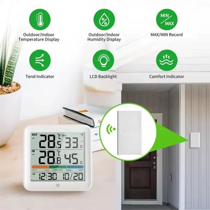 Thermomètre hygromètre numérique avec télécommande