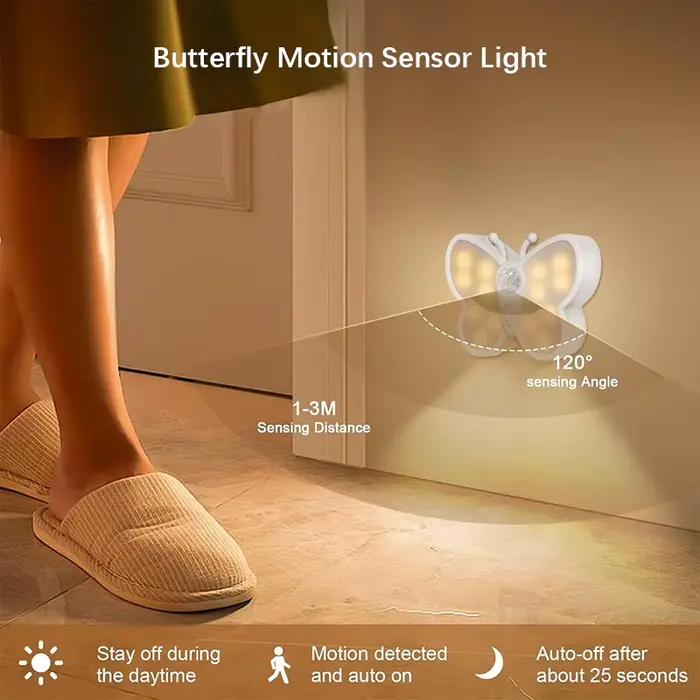 Papillon capteur de mouvement veilleuse LED sous armoire lumières lampe Rechargeable pour placard