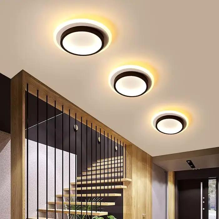 LED allée plafonniers trois couleurs lampe moderne LED plafond lustre balcon entrée escalier décor à la maison