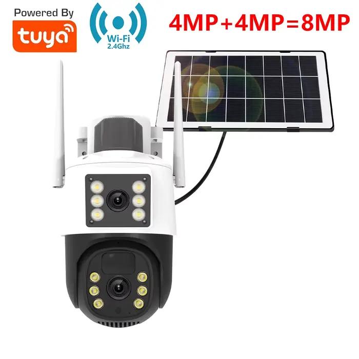 Caméra de surveillance extérieure Tuya Smart 4MP+4MP 8MP à double objectif