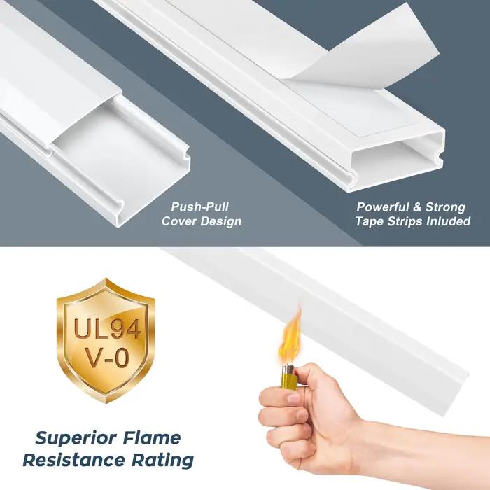 Kit de couvercles de câbles muraux 4 pièces blanc pour dissimulation de câbles TV et divertissement élégant et ordonné