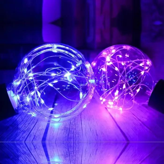 LED Edison chaîne ampoule E27 110V 220V G95 coloré RGB éclairage fil de cuivre