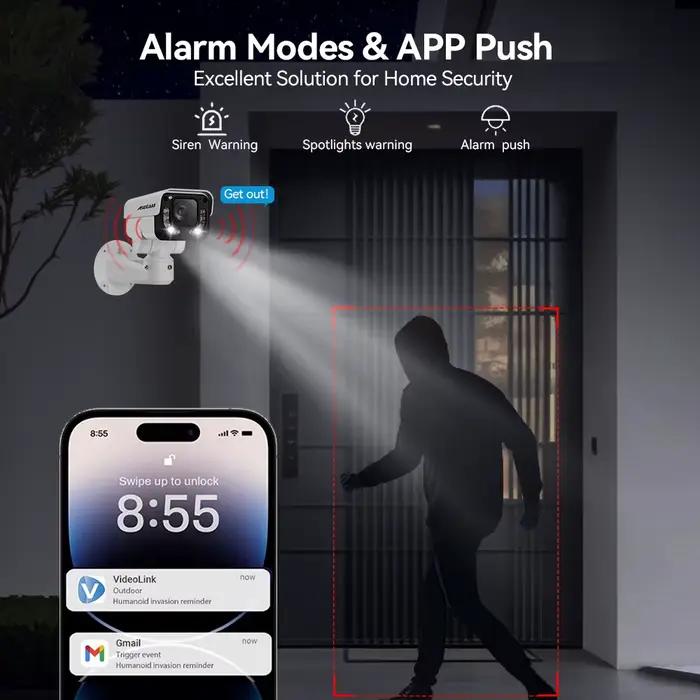 ASECAM 4K 8MP Camera Surveillance Extérieure PTZ 30X Zoom optique AI Détection de Véhicule WDR POE IMX415 Hikvision Compatible