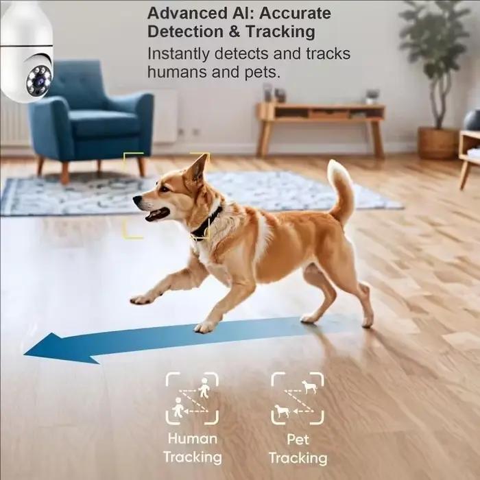 Caméra de surveillance extérieure E27 avec vision nocturne automatique couleur