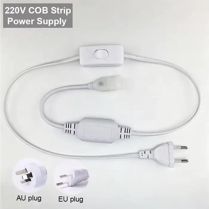 Prise de courant 220V AU EU avec interrupteur pour connecteur de bande LED COB