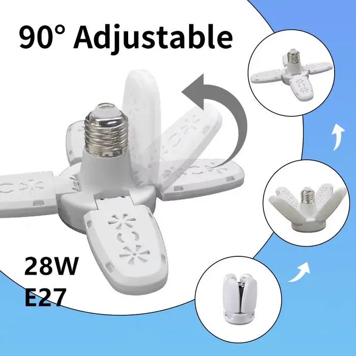 E27 ventilateur forme LED ampoule AC85-265V 28W pliable lumière LED