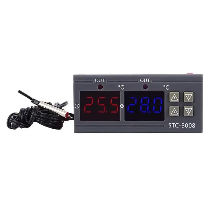 3008 double régulateur de température numérique deux sorties relais 12V 24V 220V thermorégulateur Thermostat avec