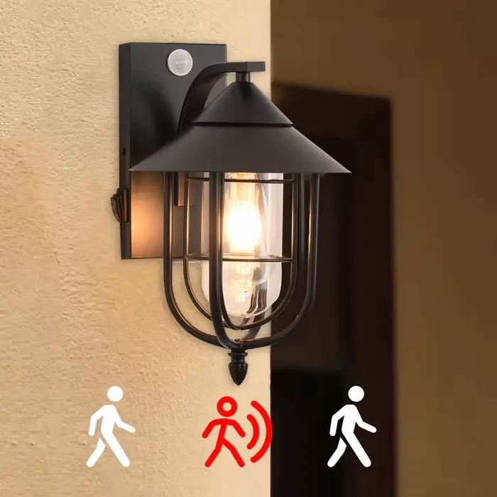 Lampe murale extérieure à détecteur de mouvement LED étanche avec bouton à bascule