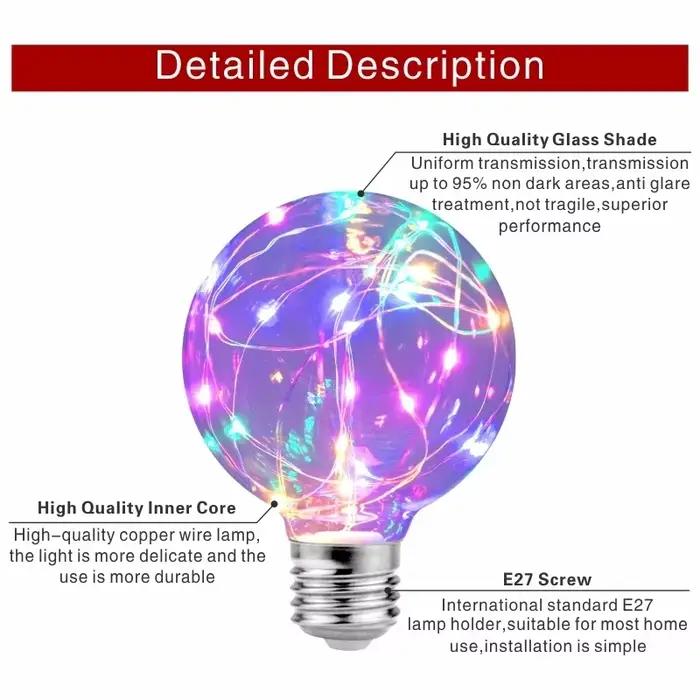 LED Edison chaîne ampoule E27 110V 220V G95 coloré RGB éclairage fil de cuivre